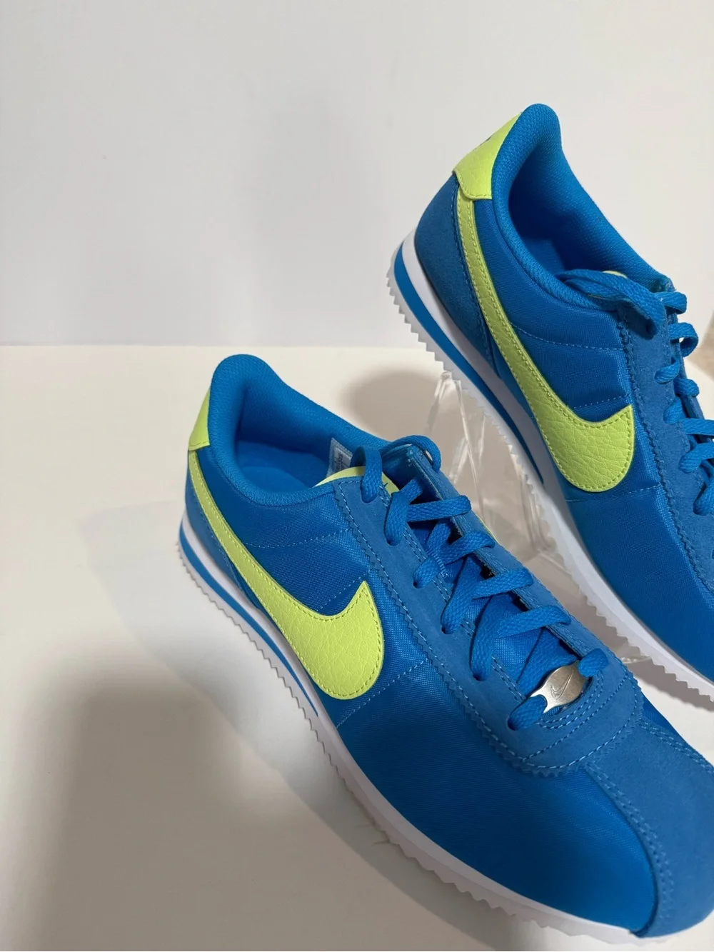 Nike Blue Retro Runner Sneakers with Neon Yellow Swoosh for kids